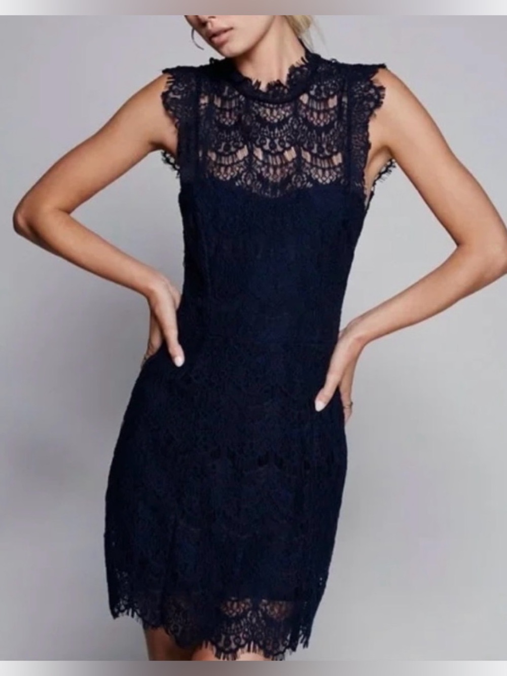 Free People Day Dream Black Lace Mini Dress XS